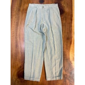 Vintage Armani Giorgio Chino pants 36 x 31 Linen Rayon Pleated Casual Cuffed N20
